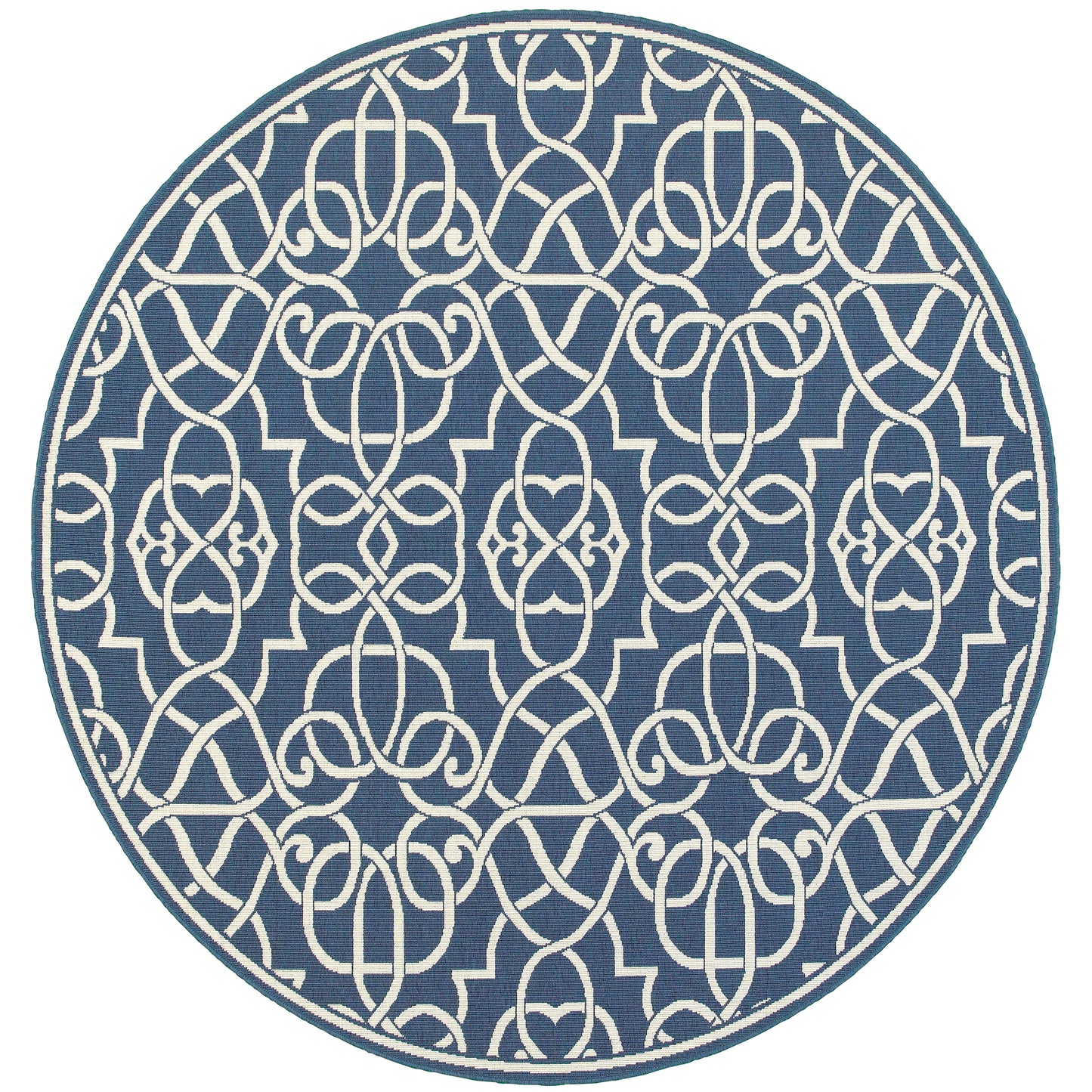 Meridian Navy Ivory Moroccan Trellis Indoor/Outdoor Rug