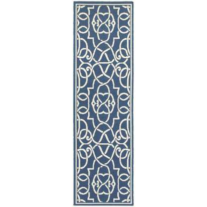 Meridian Navy Ivory Moroccan Trellis Indoor/Outdoor Rug