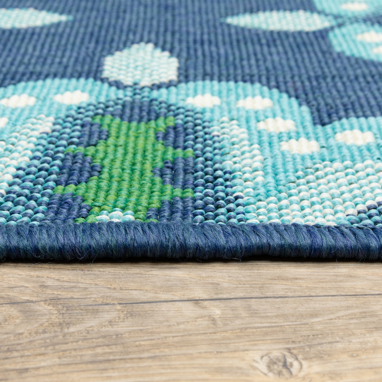 Meridian Blue Green Moroccan Medallion Indoor/Outdoor Rug