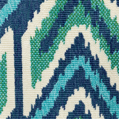 Meridian Navy Green Bohemian Geometric Indoor/Outdoor Rug