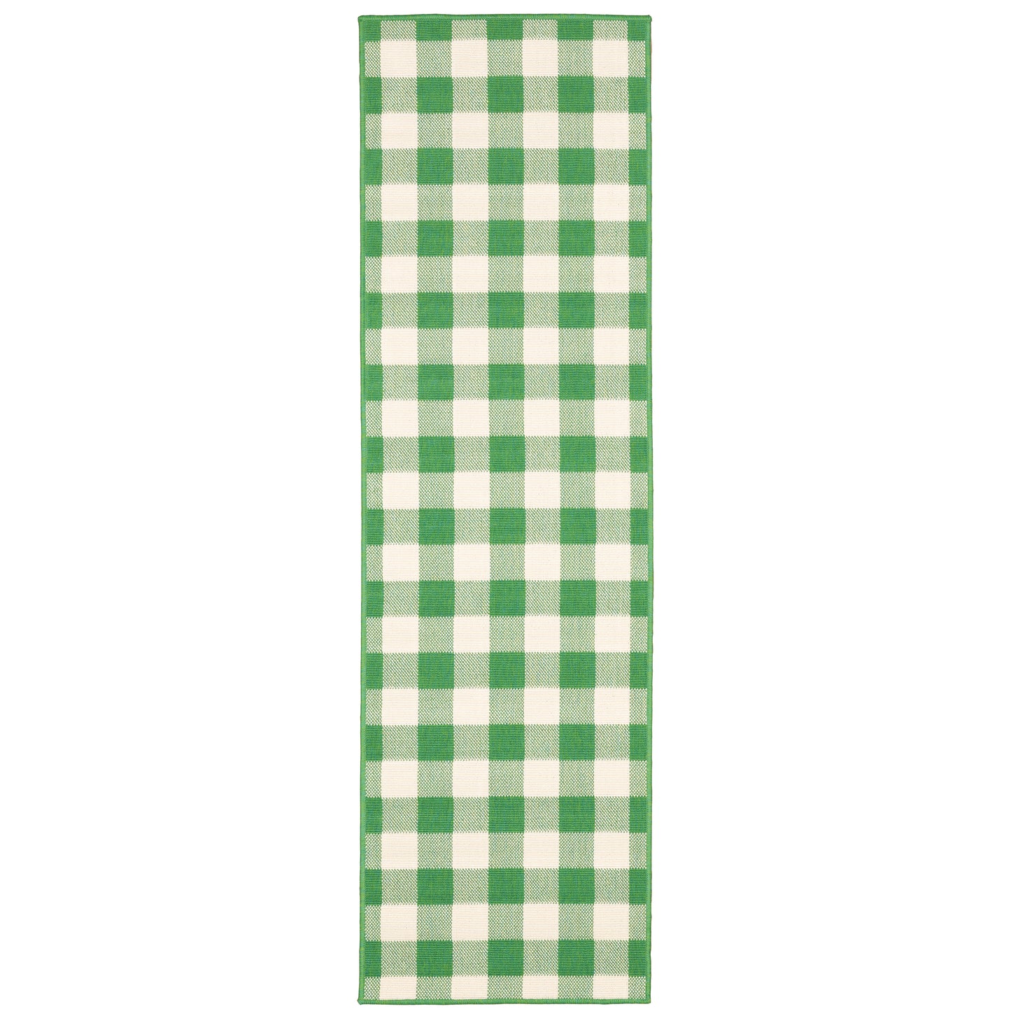 Meridian Green Ivory Farmhouse Geometric Indoor/Outdoor Rug