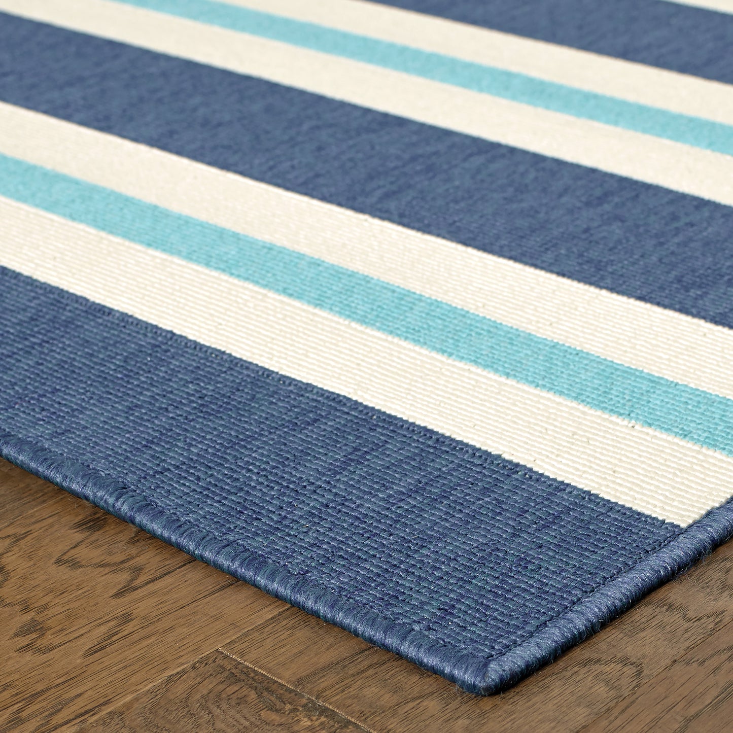 Meridian Blue Ivory Nautical & Coastal Striped Indoor/Outdoor Rug