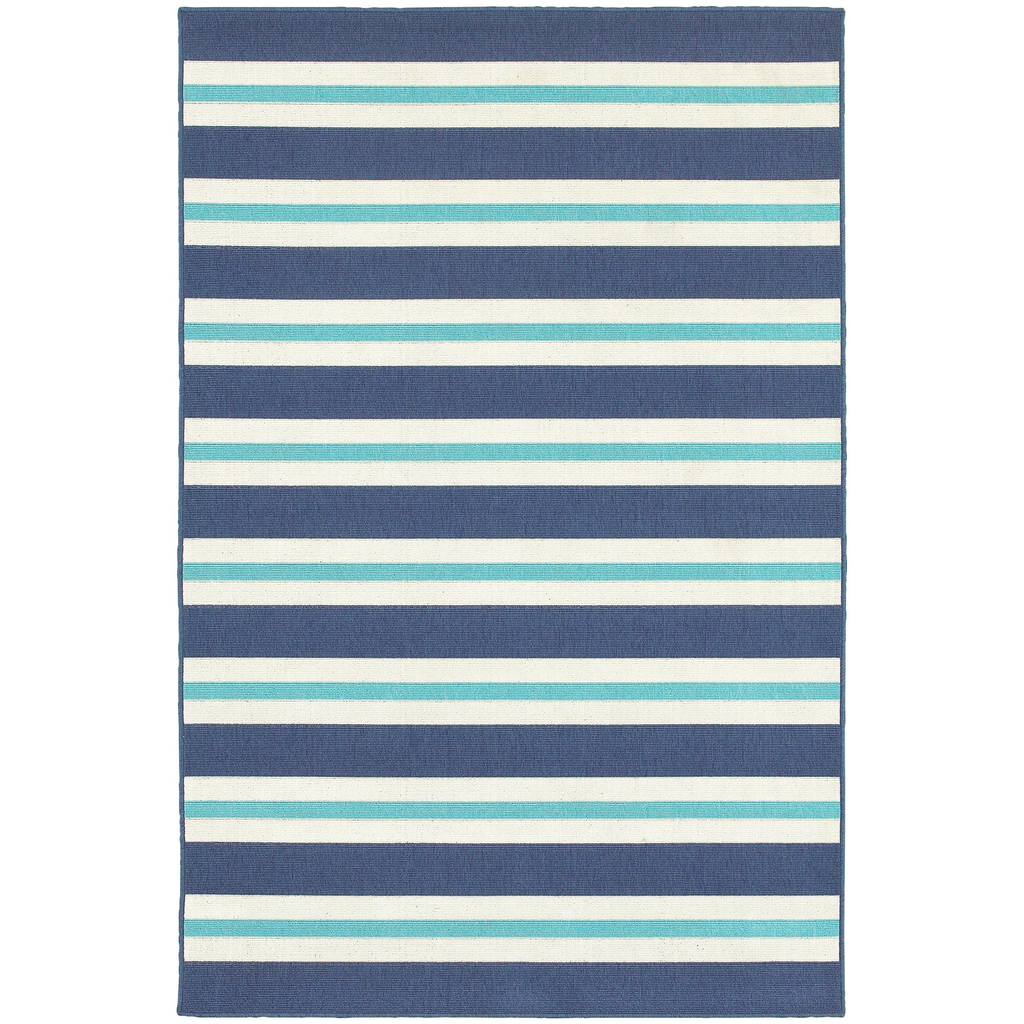 Meridian Blue Ivory Nautical & Coastal Striped Indoor/Outdoor Rug