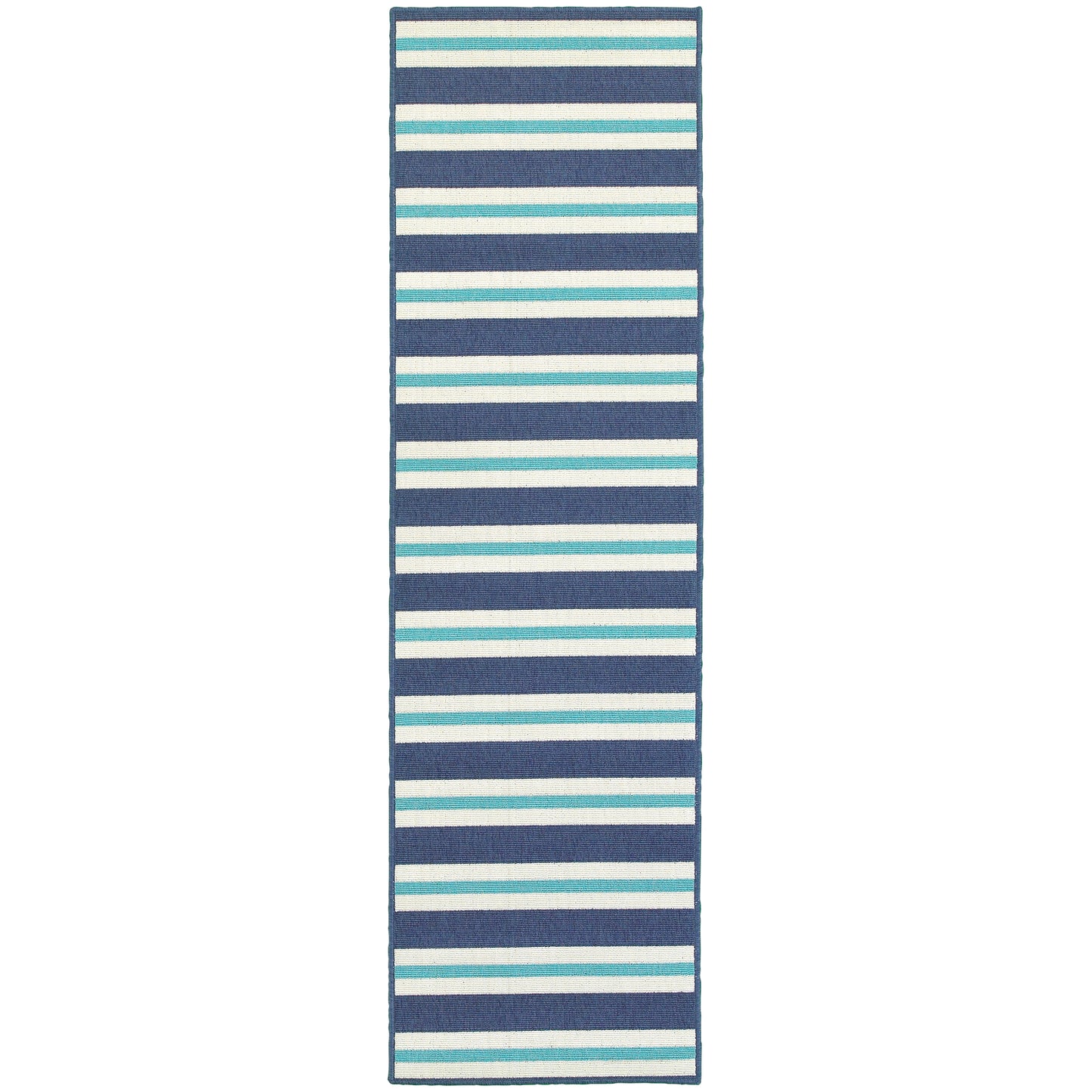 Meridian Blue Ivory Nautical & Coastal Striped Indoor/Outdoor Rug