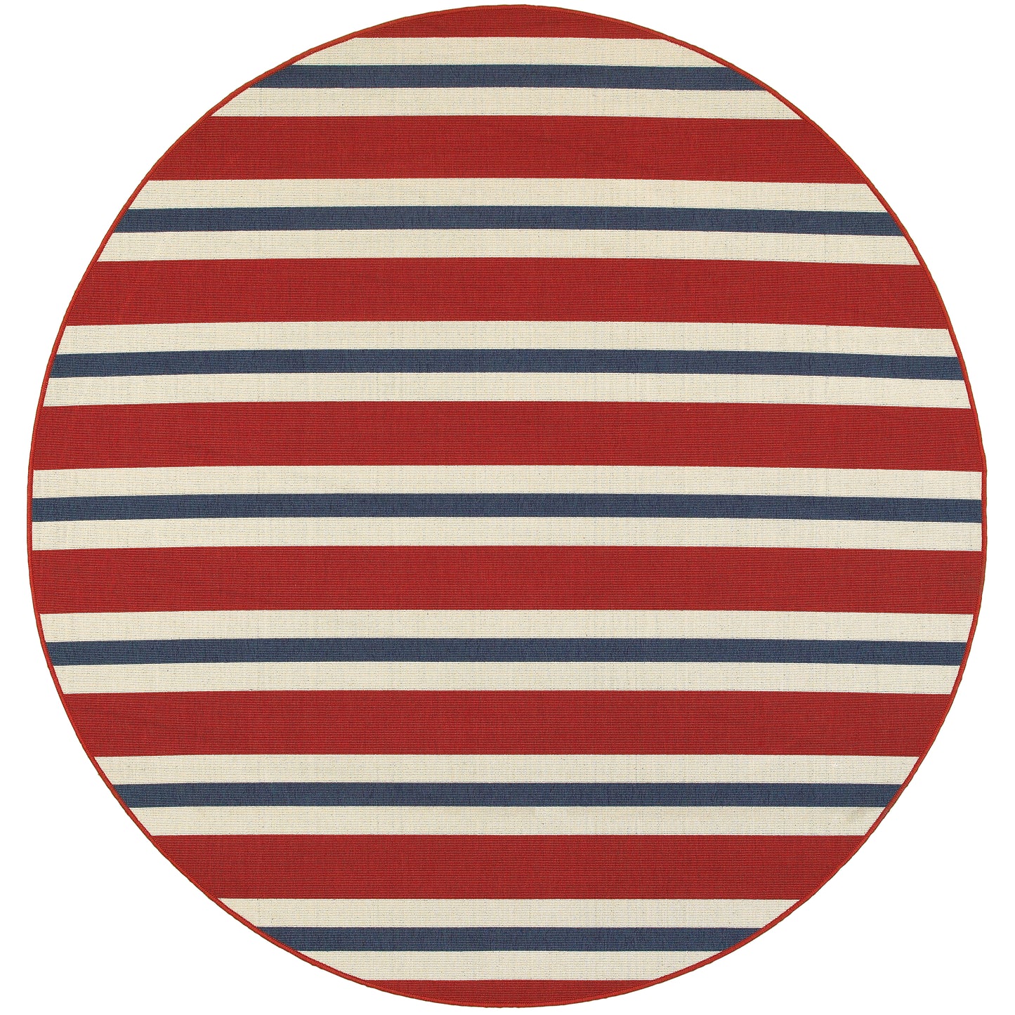 Meridian Red Blue Nautical & Coastal Striped Indoor/Outdoor Rug