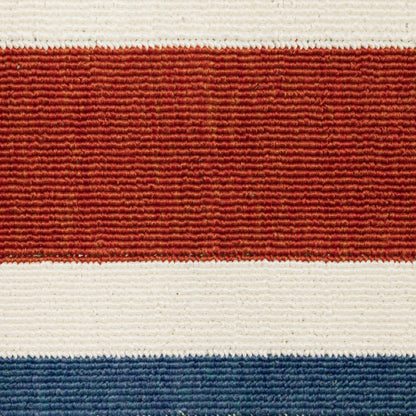 Meridian Red Blue Nautical & Coastal Striped Indoor/Outdoor Rug