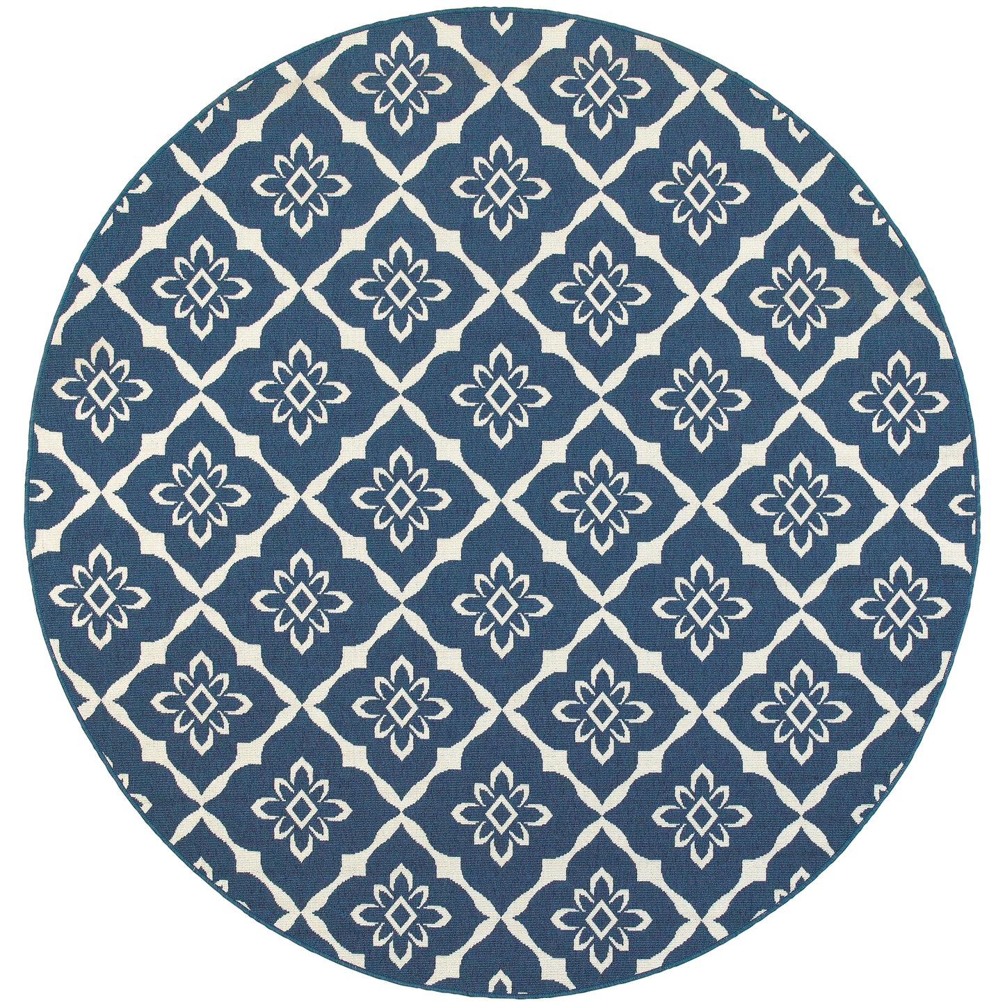 Meridian Navy Ivory Moroccan Trellis Indoor/Outdoor Rug