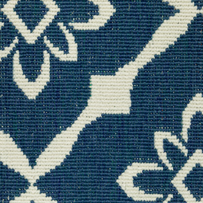 Meridian Navy Ivory Moroccan Trellis Indoor/Outdoor Rug