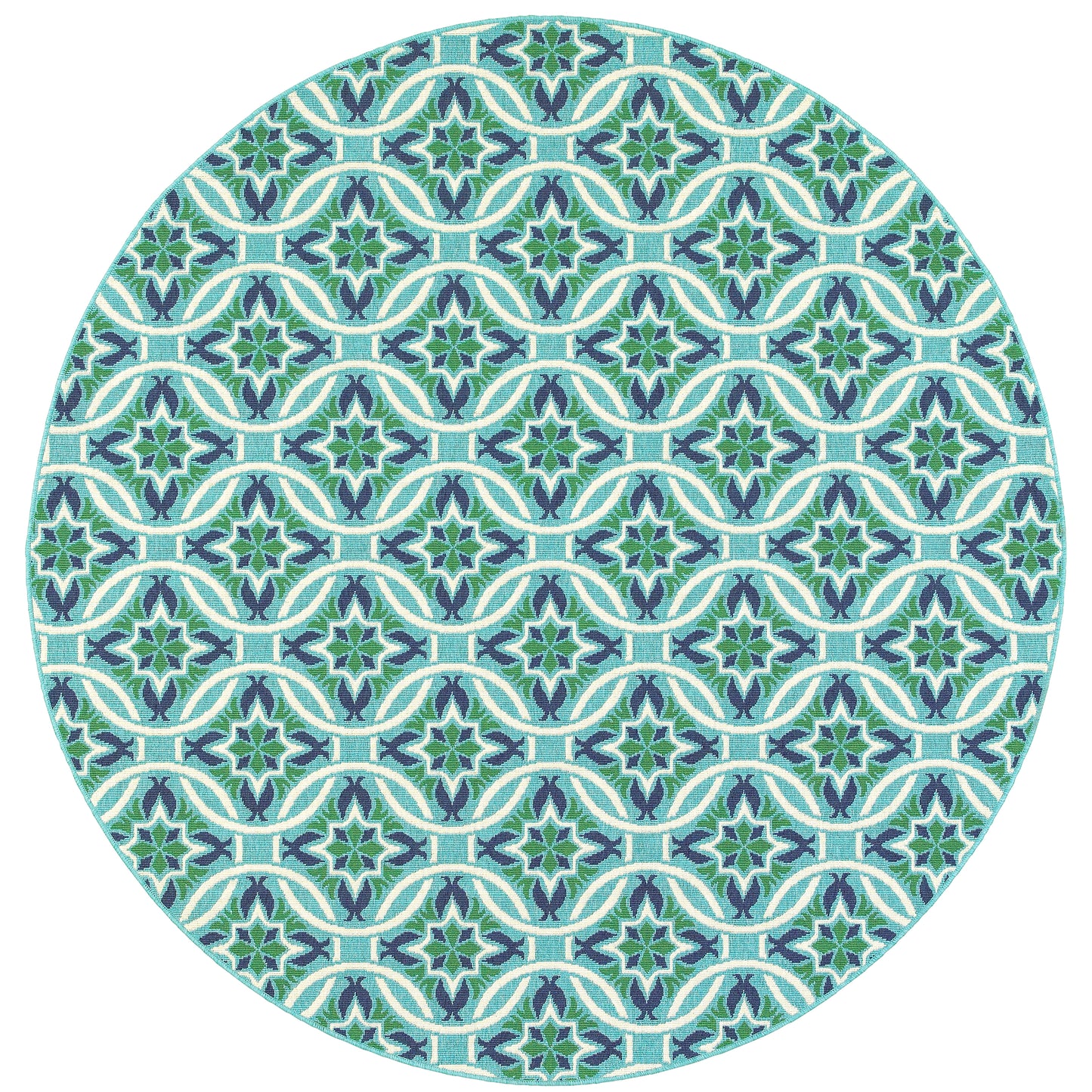 Meridian Blue Green Moroccan Floral Indoor/Outdoor Rug