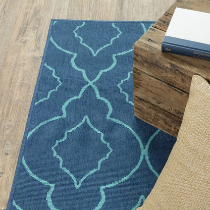 Meridian Navy Blue Moroccan Trellis Indoor/Outdoor Rug