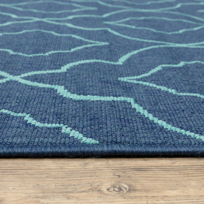 Meridian Navy Blue Moroccan Trellis Indoor/Outdoor Rug