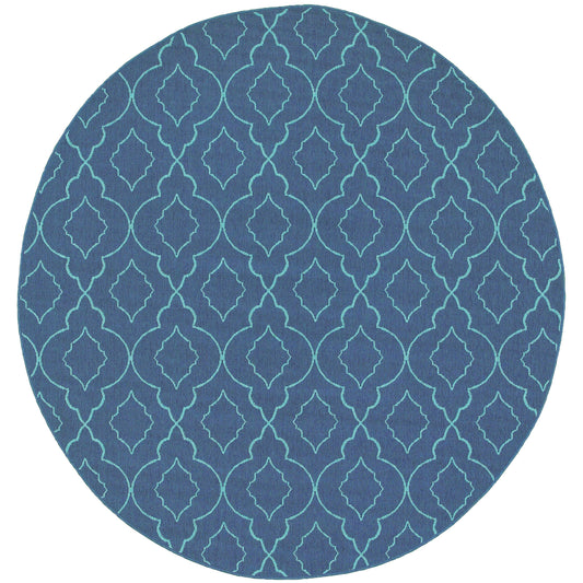 Meridian Navy Blue Moroccan Trellis Indoor/Outdoor Rug