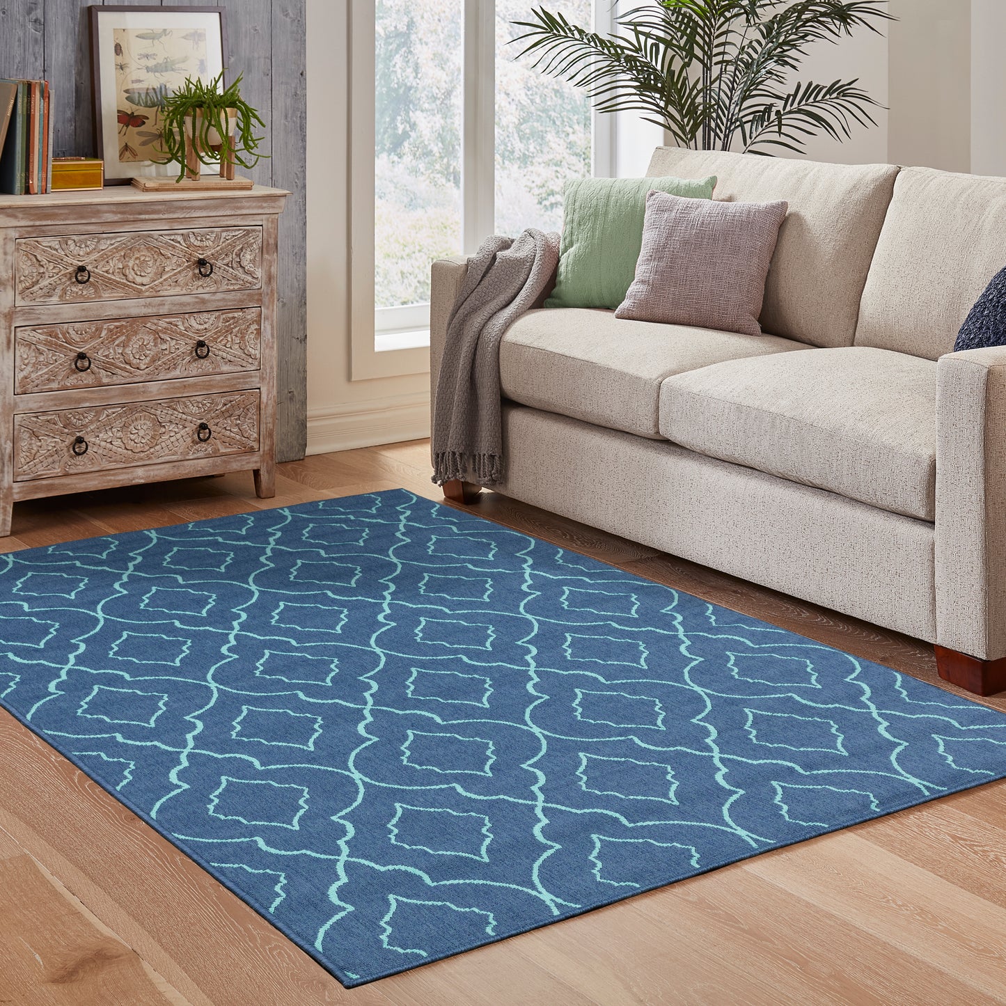 Meridian Navy Blue Moroccan Trellis Indoor/Outdoor Rug