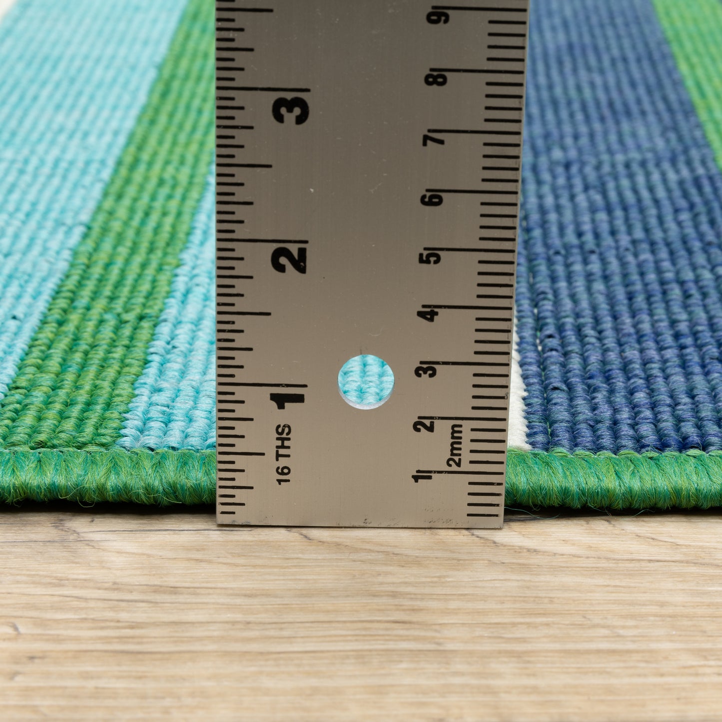 Meridian Blue Green Nautical & Coastal Striped Indoor/Outdoor Rug