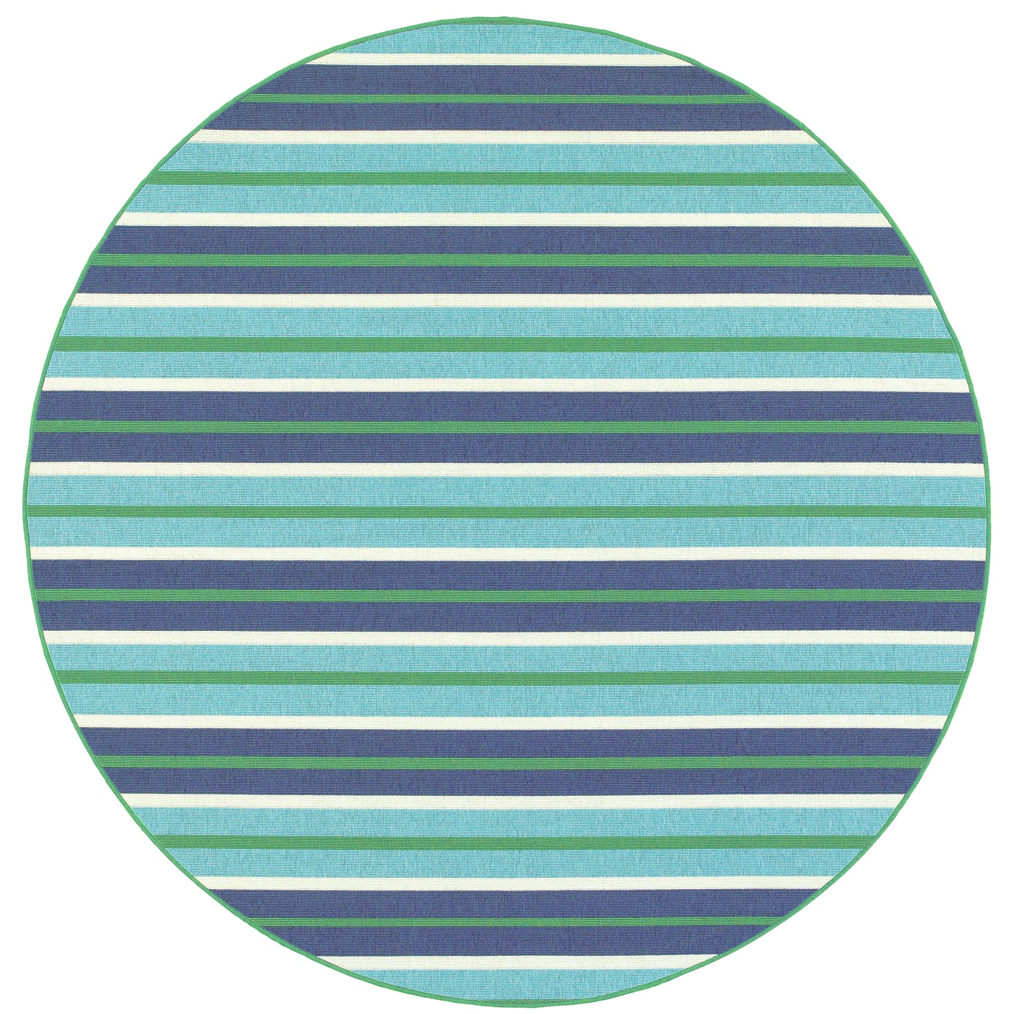 Meridian Blue Green Nautical & Coastal Striped Indoor/Outdoor Rug