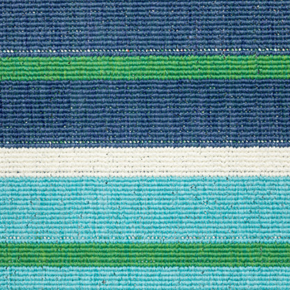 Meridian Blue Green Nautical & Coastal Striped Indoor/Outdoor Rug