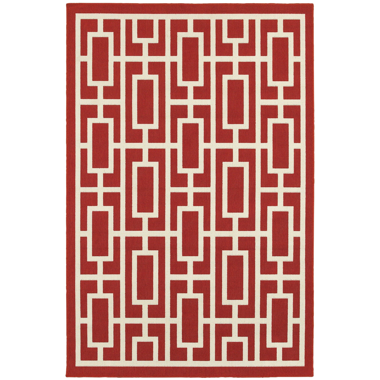 Meridian Red Ivory Moroccan Geometric Indoor/Outdoor Rug