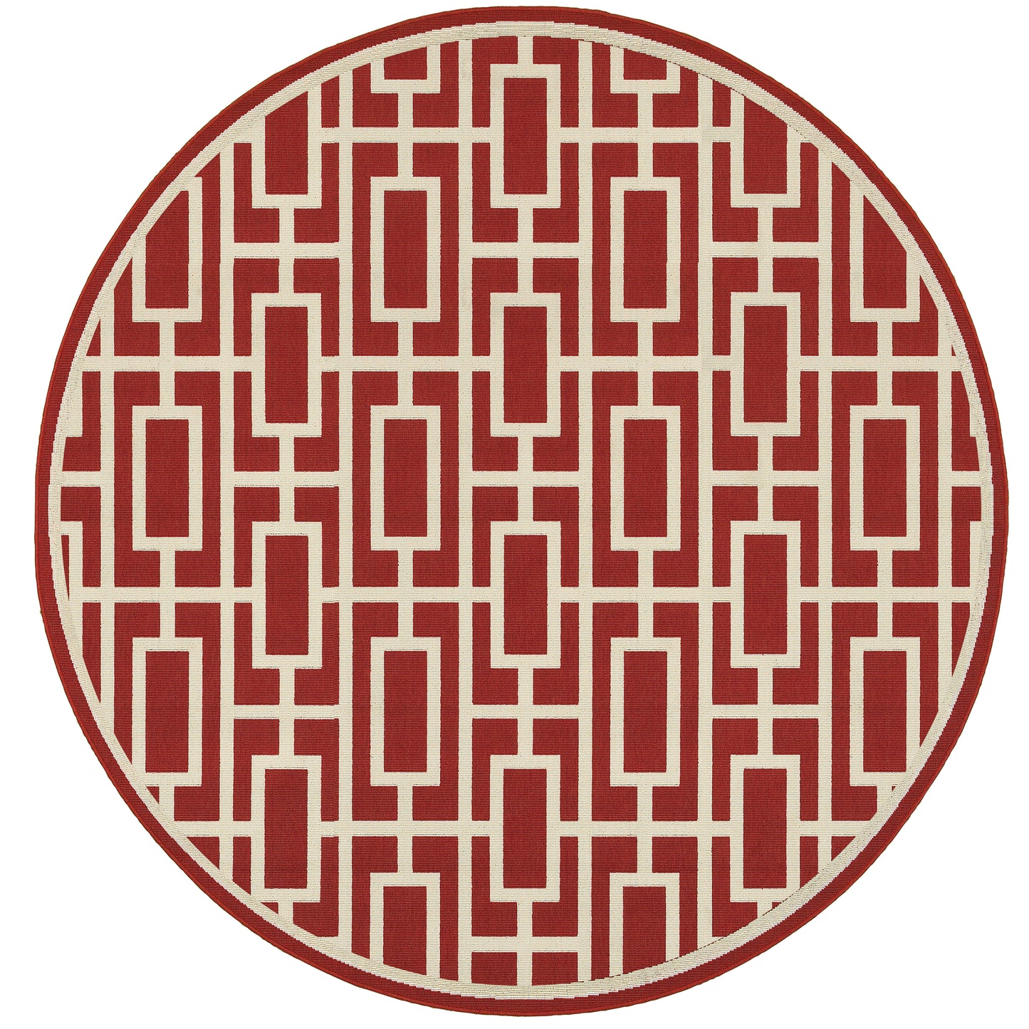 Meridian Red Ivory Moroccan Geometric Indoor/Outdoor Rug