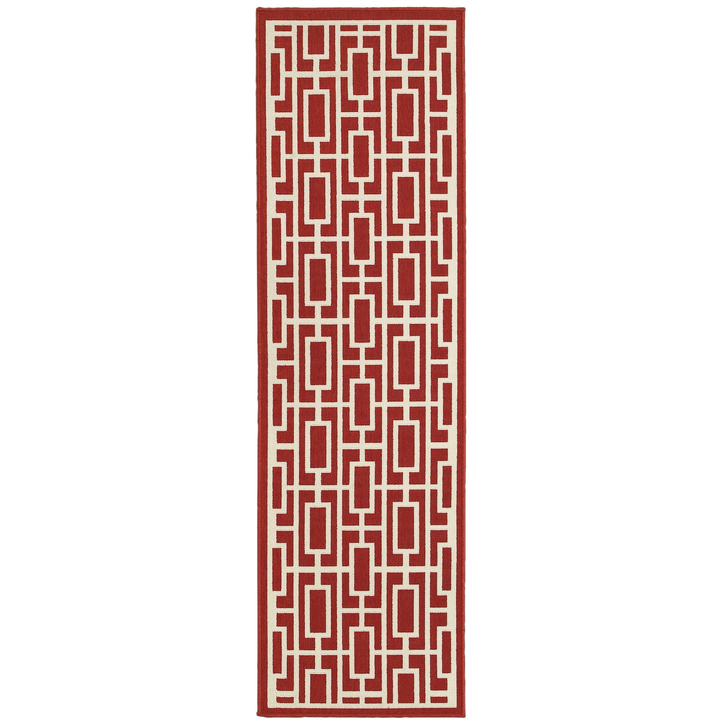 Meridian Red Ivory Moroccan Geometric Indoor/Outdoor Rug