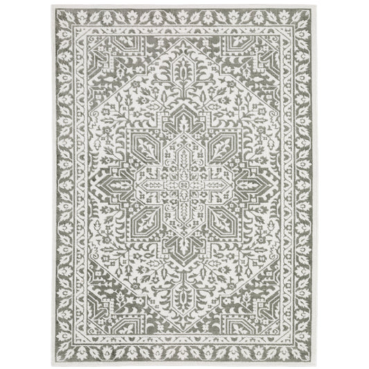 Montecito Grey White Traditional Medallion Indoor Rug