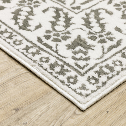 Montecito Grey White Traditional Oriental Indoor Rug