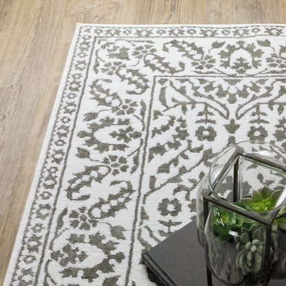 Montecito Grey White Traditional Oriental Indoor Rug