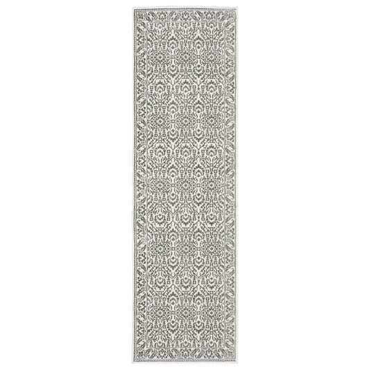 Montecito Grey White Traditional Oriental Indoor Rug