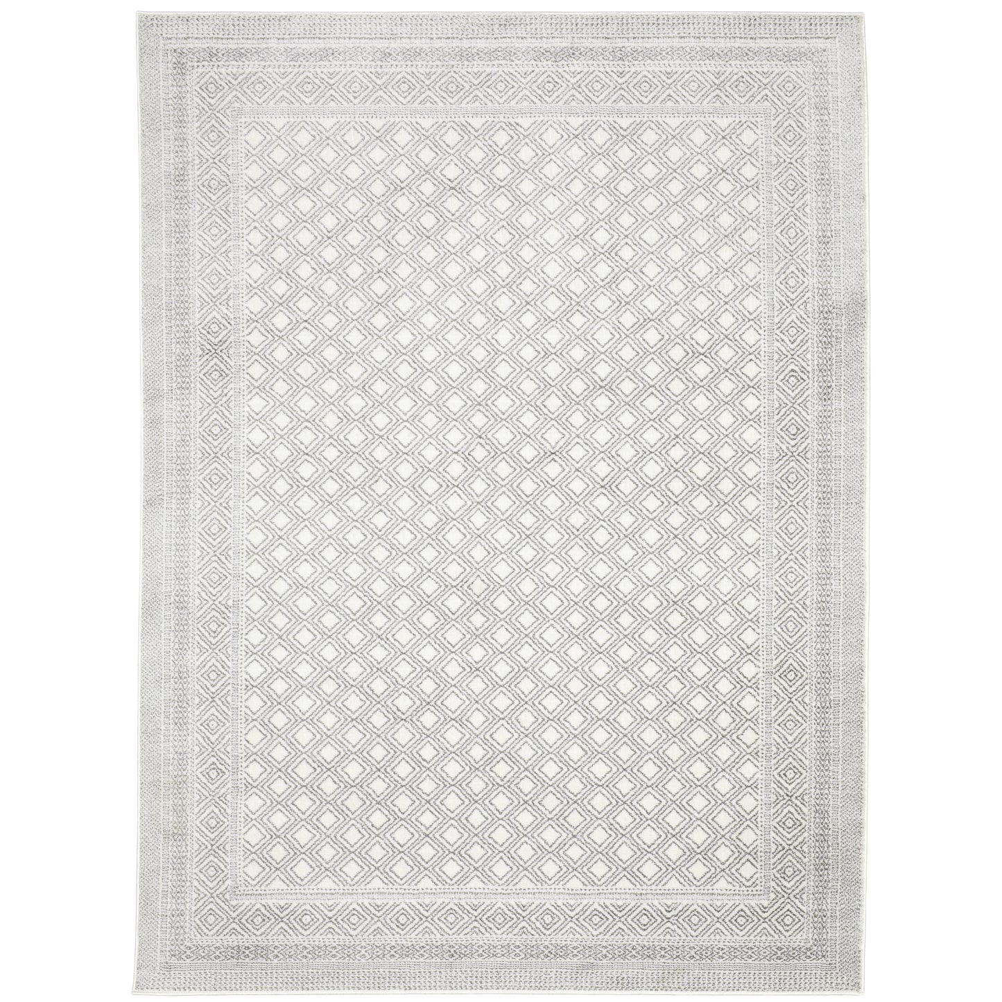 Montecito White Grey Casual Diamond Indoor Rug