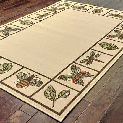 Montego Ivory Brown Casual Botanical Indoor/Outdoor Rug