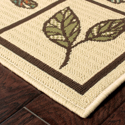 Montego Ivory Brown Casual Botanical Indoor/Outdoor Rug