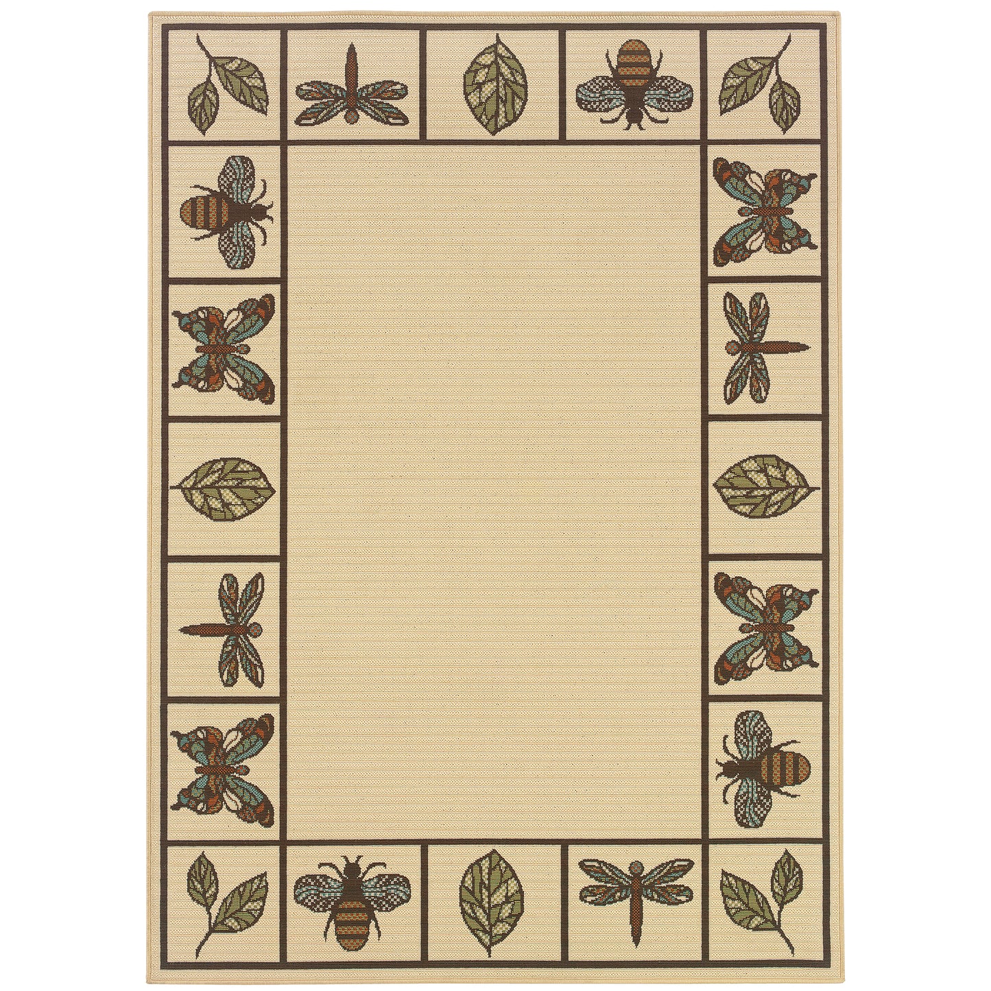 Montego Ivory Brown Casual Botanical Indoor/Outdoor Rug