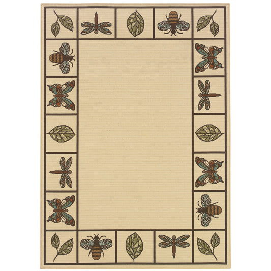 Montego Ivory Brown Casual Botanical Indoor/Outdoor Rug