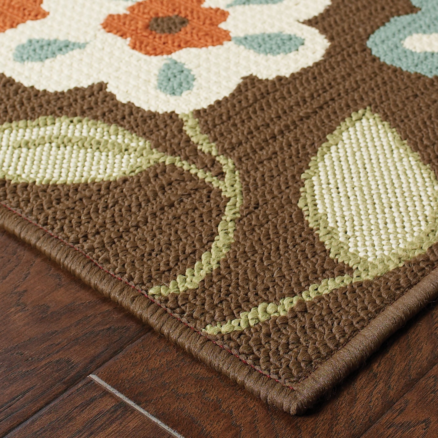 Montego Brown Ivory Casual Floral Indoor/Outdoor Rug