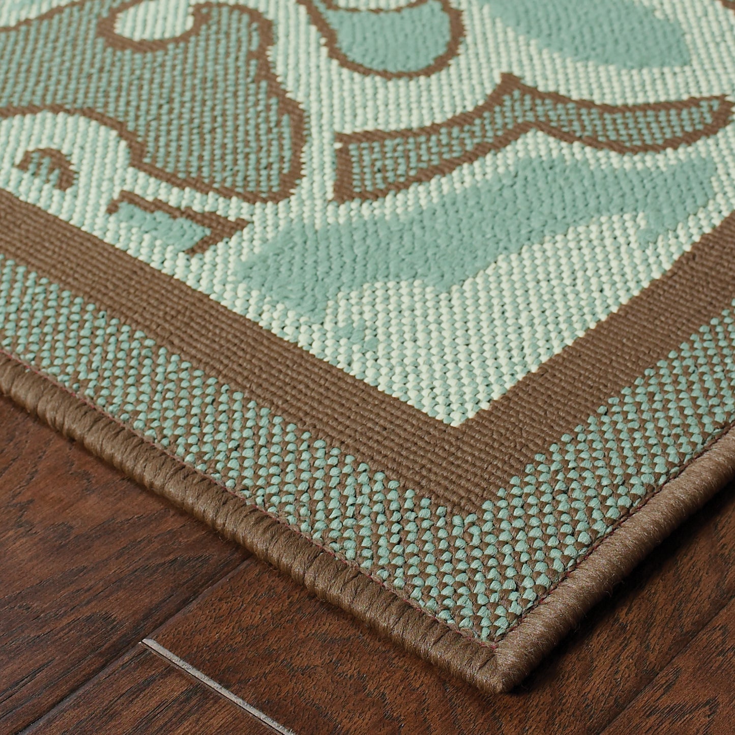 Montego Blue Brown Casual Oriental Indoor/Outdoor Rug