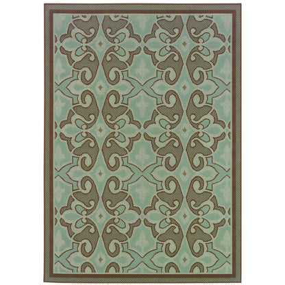 Montego Blue Brown Casual Oriental Indoor/Outdoor Rug