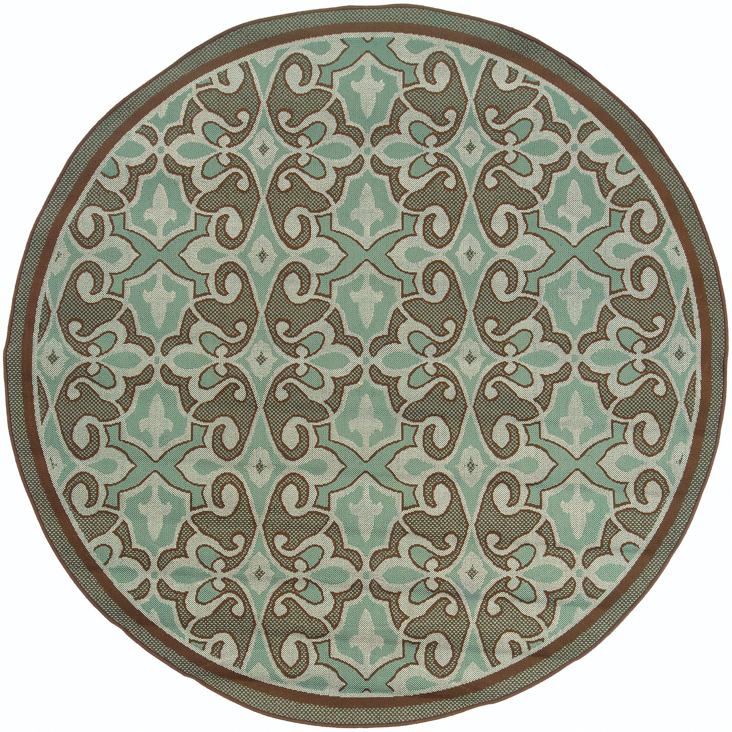 Montego Blue Brown Casual Oriental Indoor/Outdoor Rug