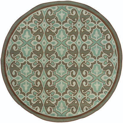 Montego Blue Brown Casual Oriental Indoor/Outdoor Rug