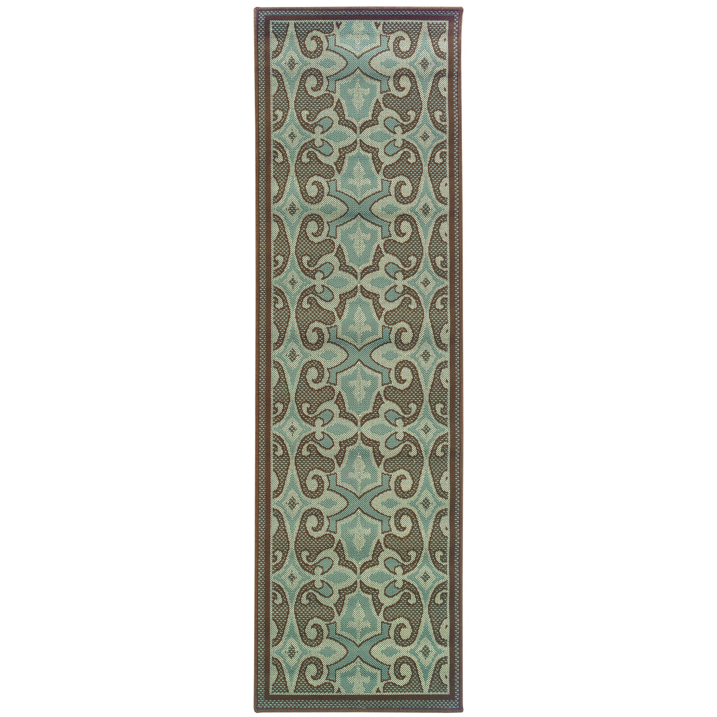 Montego Blue Brown Casual Oriental Indoor/Outdoor Rug