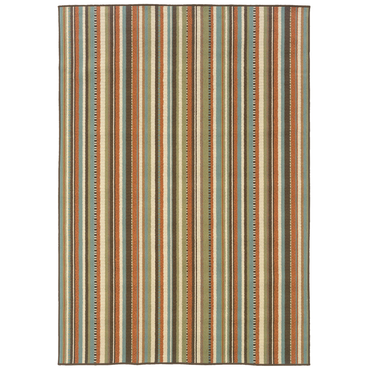 Montego Green Blue Casual Stripes Indoor/Outdoor Rug