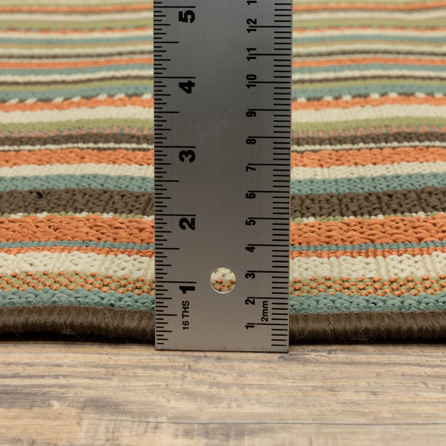 Montego Green Blue Casual Stripes Indoor/Outdoor Rug