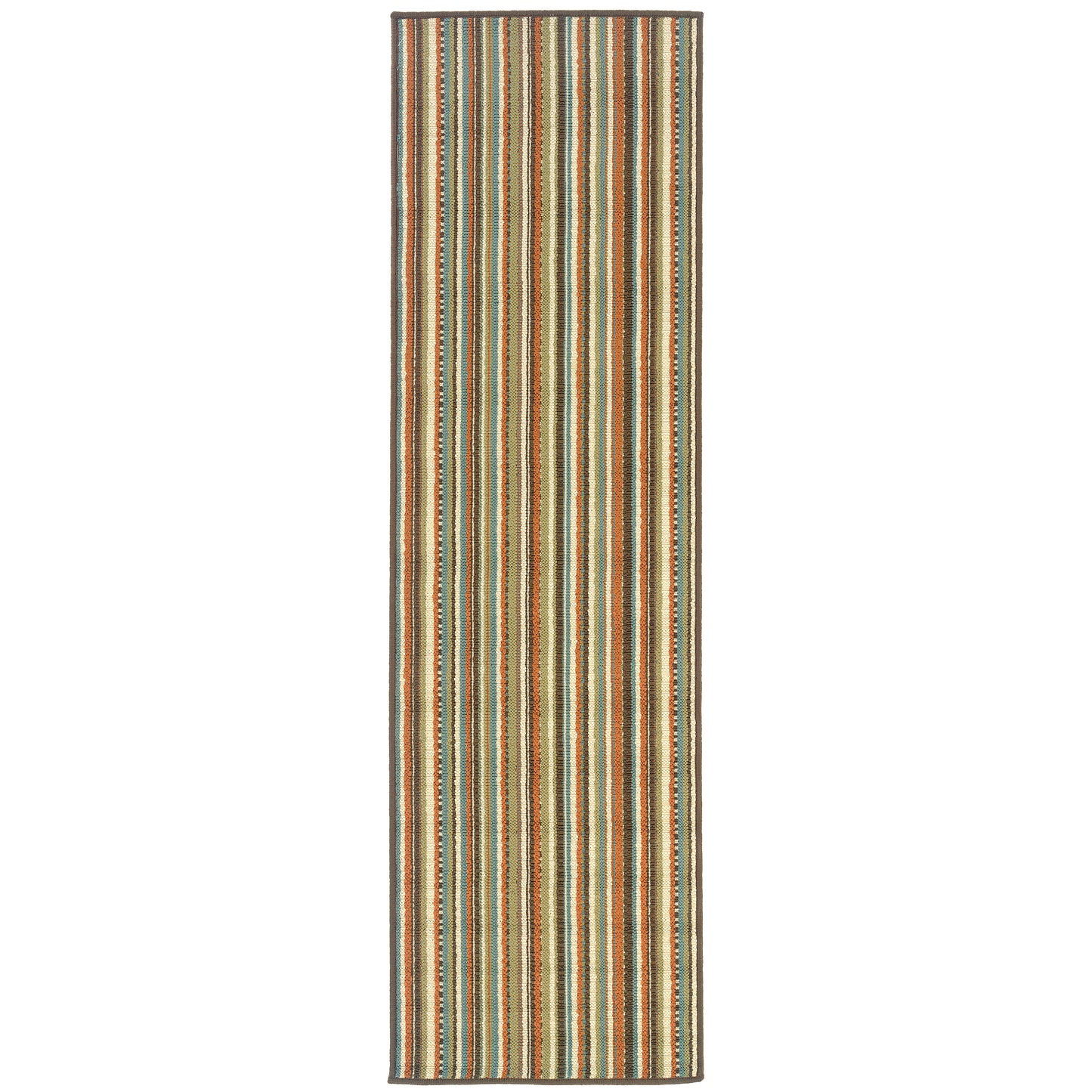 Montego Green Blue Casual Stripes Indoor/Outdoor Rug