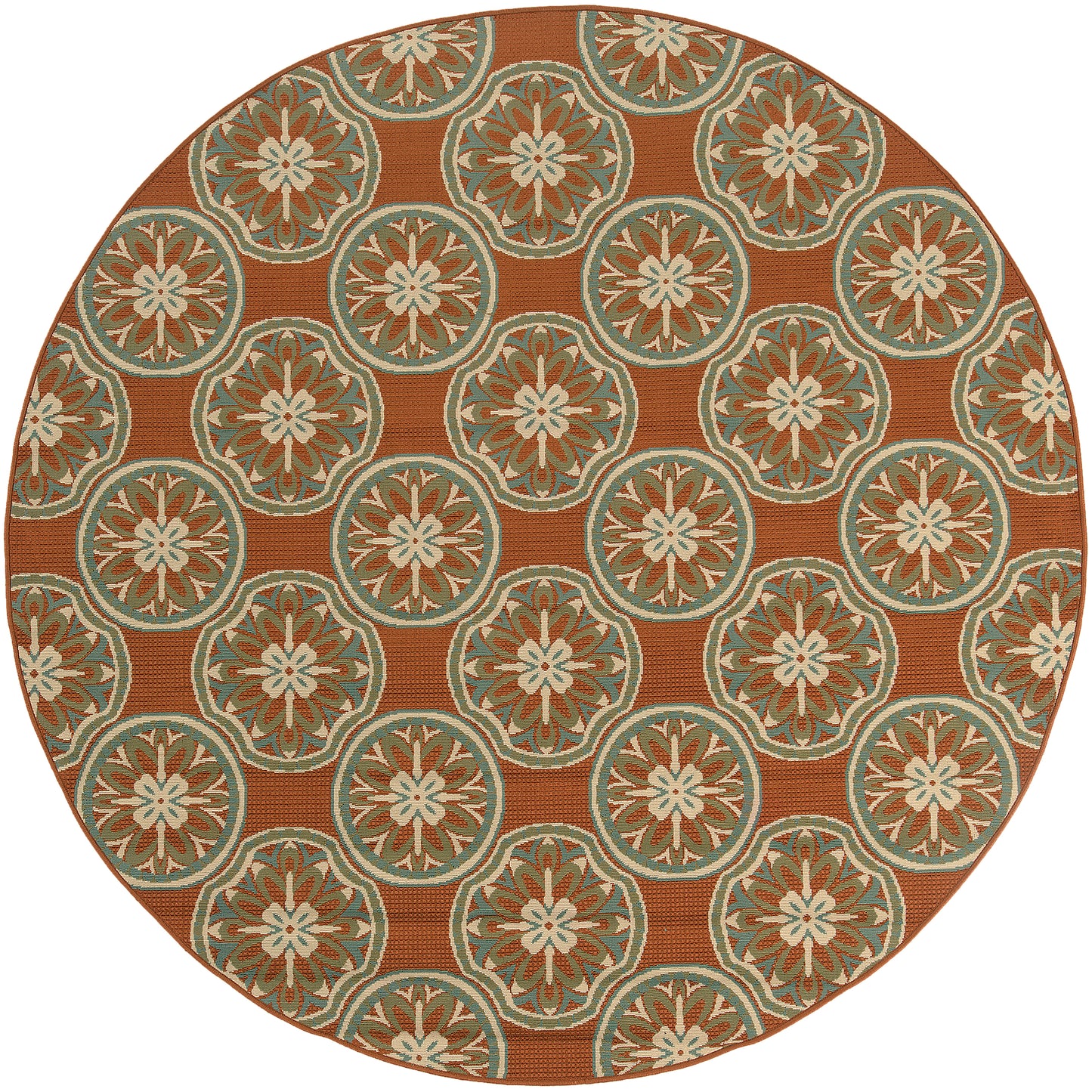 Montego Orange Ivory Moroccan Floral Indoor/Outdoor Rug