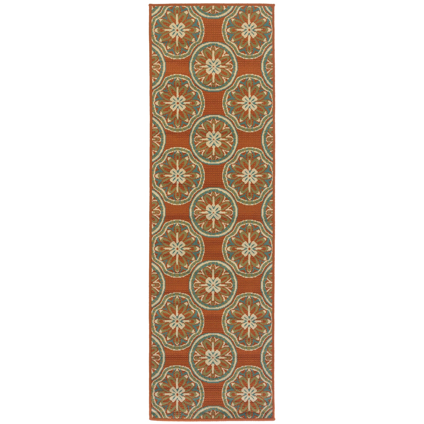 Montego Orange Ivory Moroccan Floral Indoor/Outdoor Rug