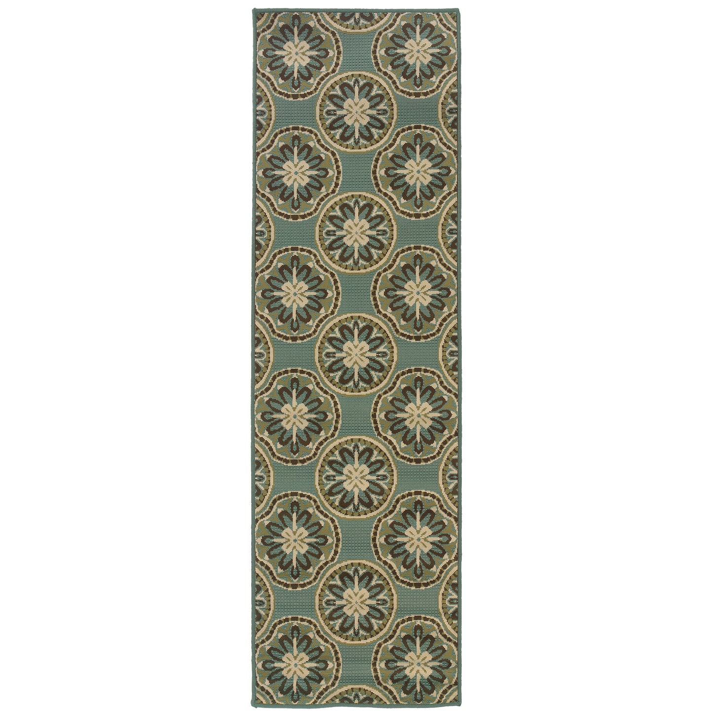 Montego Blue Ivory Moroccan Floral Indoor/Outdoor Rug