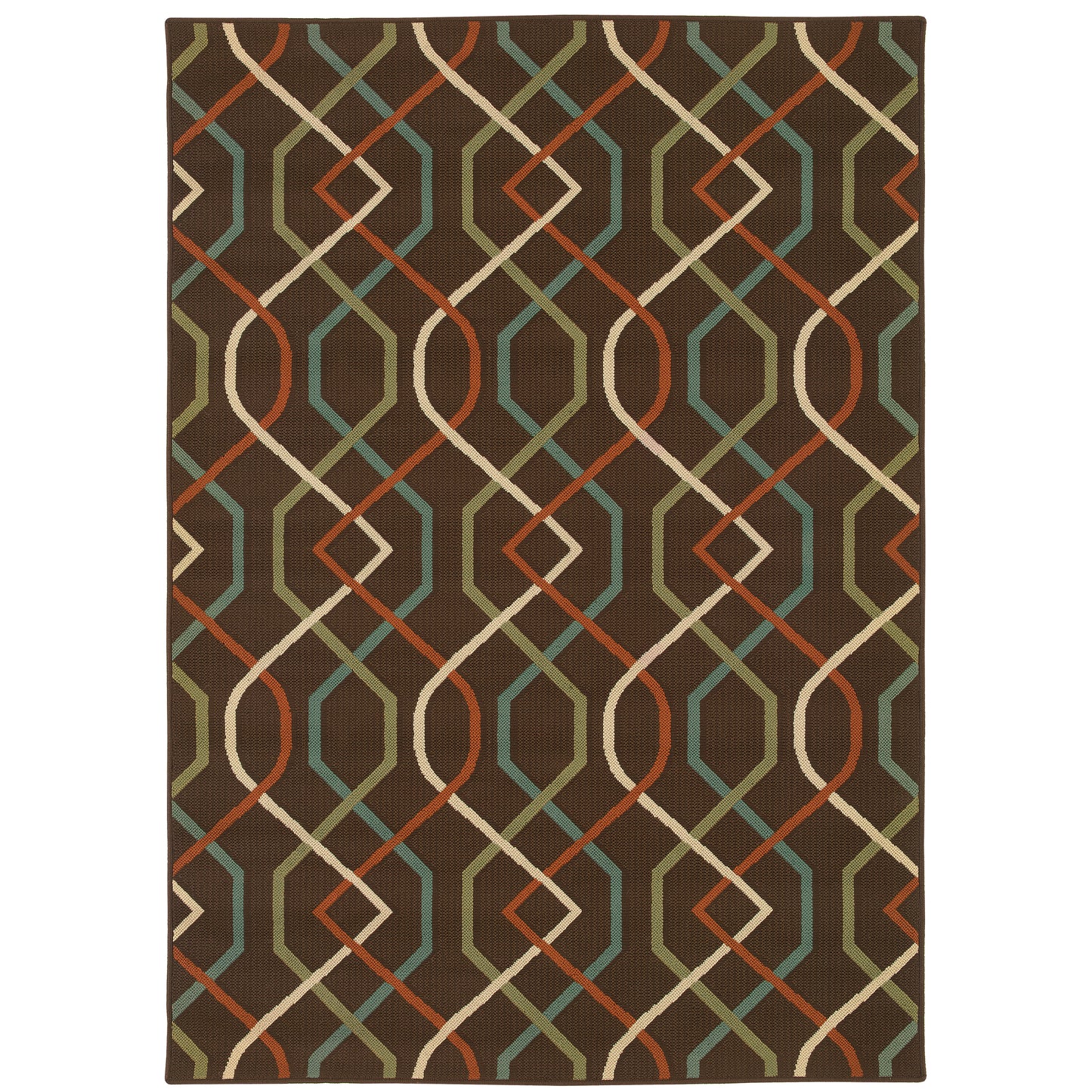 Montego Brown Ivory Casual Geometric Indoor/Outdoor Rug