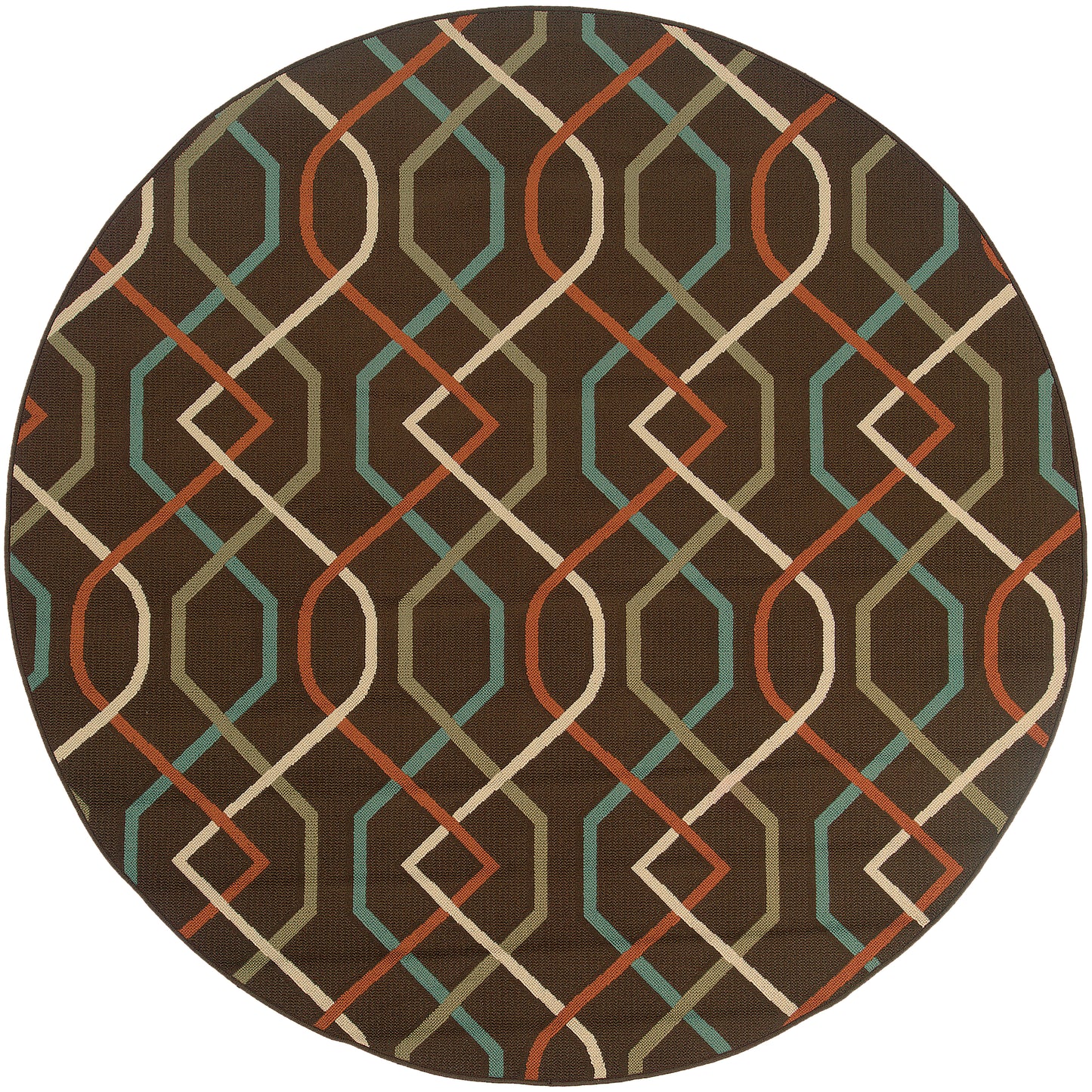 Montego Brown Ivory Casual Geometric Indoor/Outdoor Rug