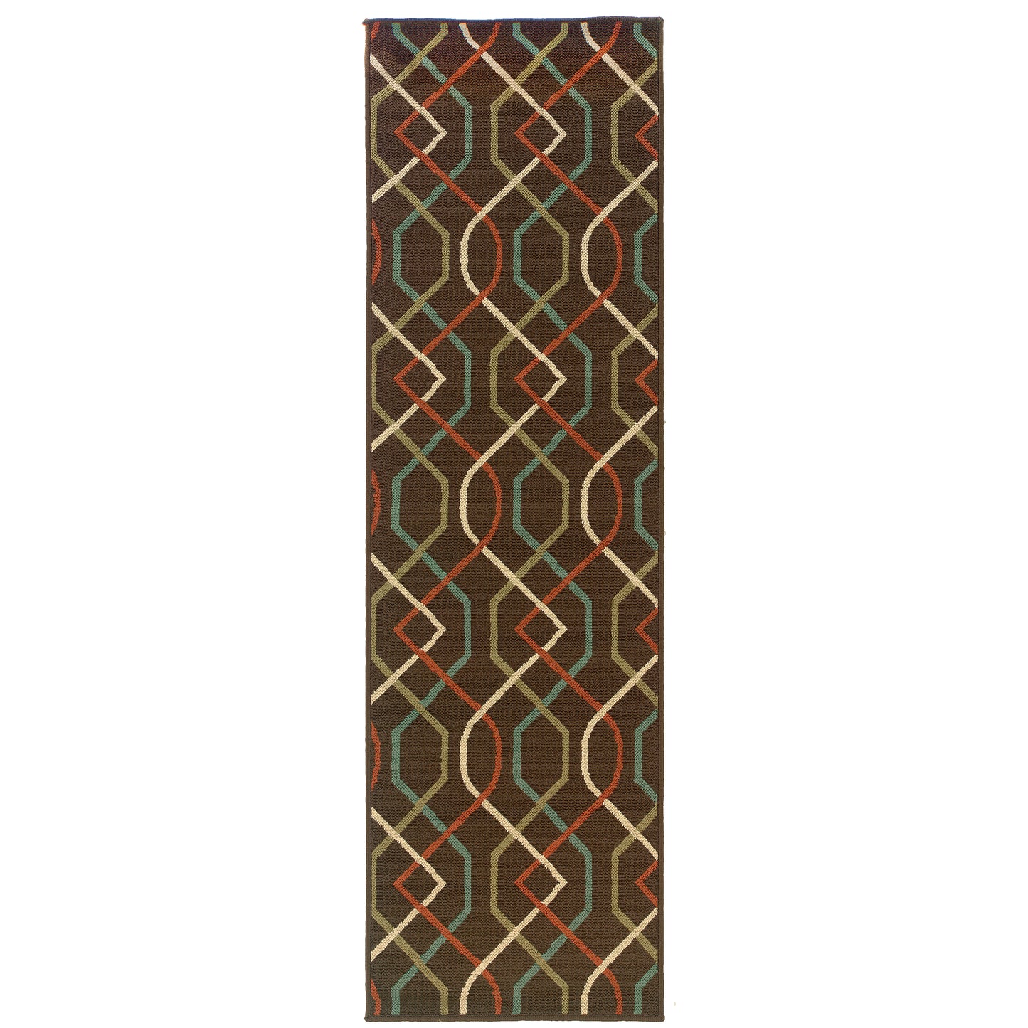 Montego Brown Ivory Casual Geometric Indoor/Outdoor Rug