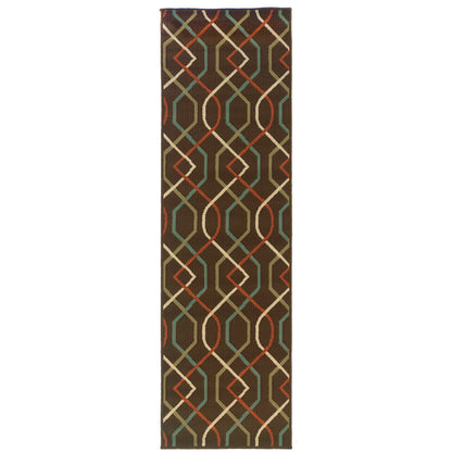 Montego Brown Ivory Casual Geometric Indoor/Outdoor Rug