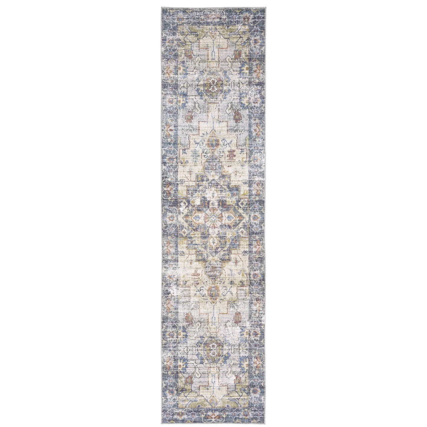 Myers Park Blue Gold Traditional Oriental Indoor Rug