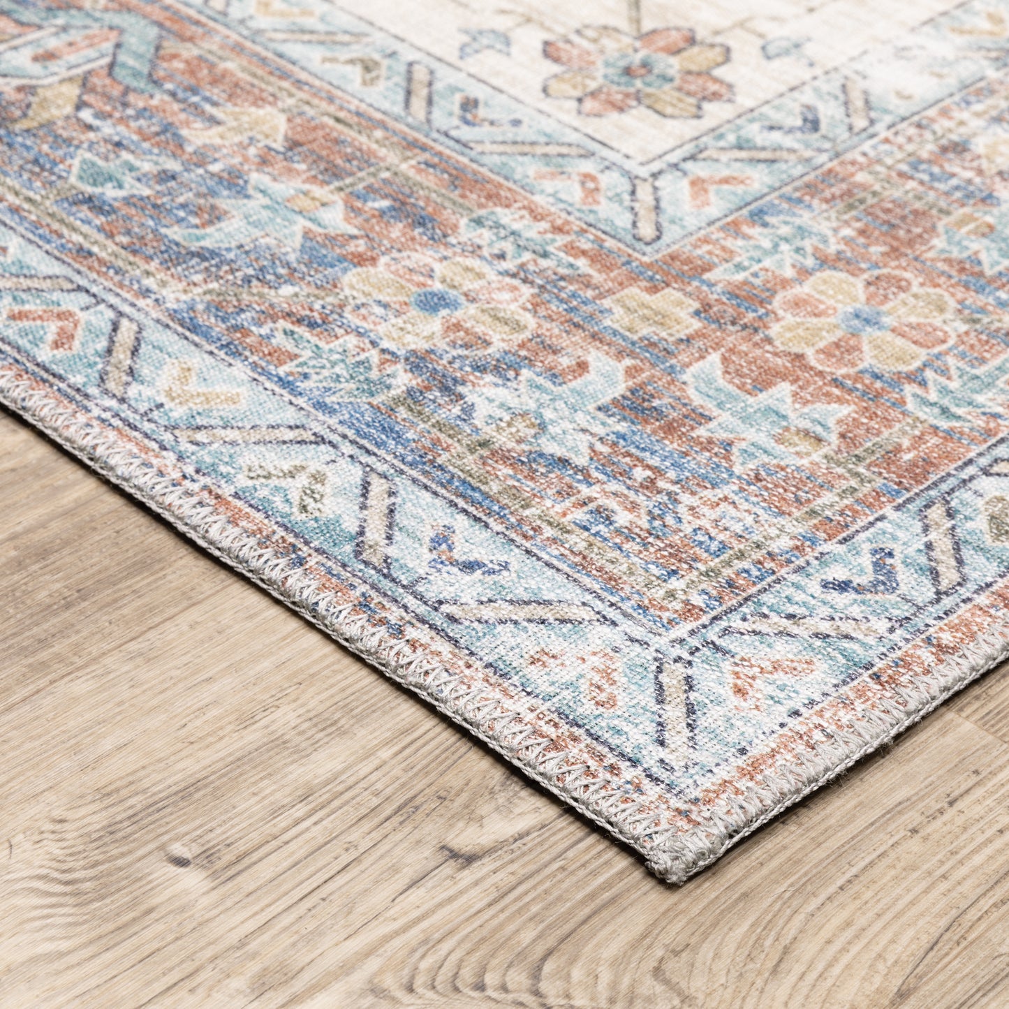 Myers Park Orange Blue Bohemian Oriental Indoor Rug